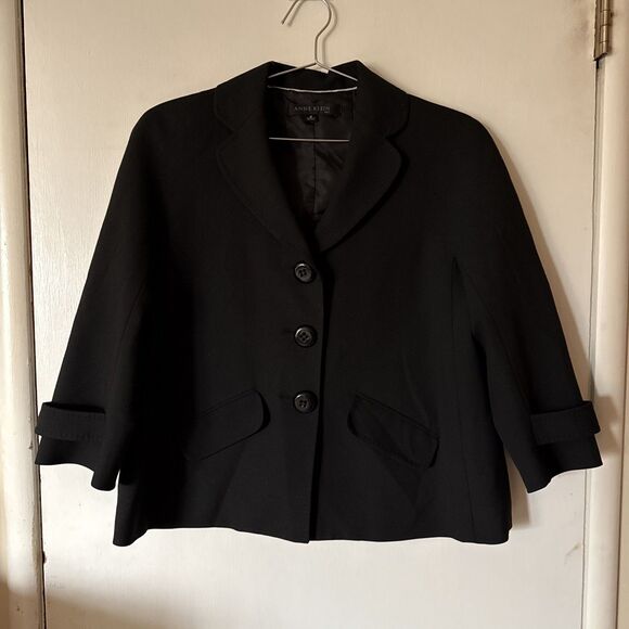 Anne Klein Lined Black Button Suit Blazer Jacket | Women's 6 - Picture 1 of 11